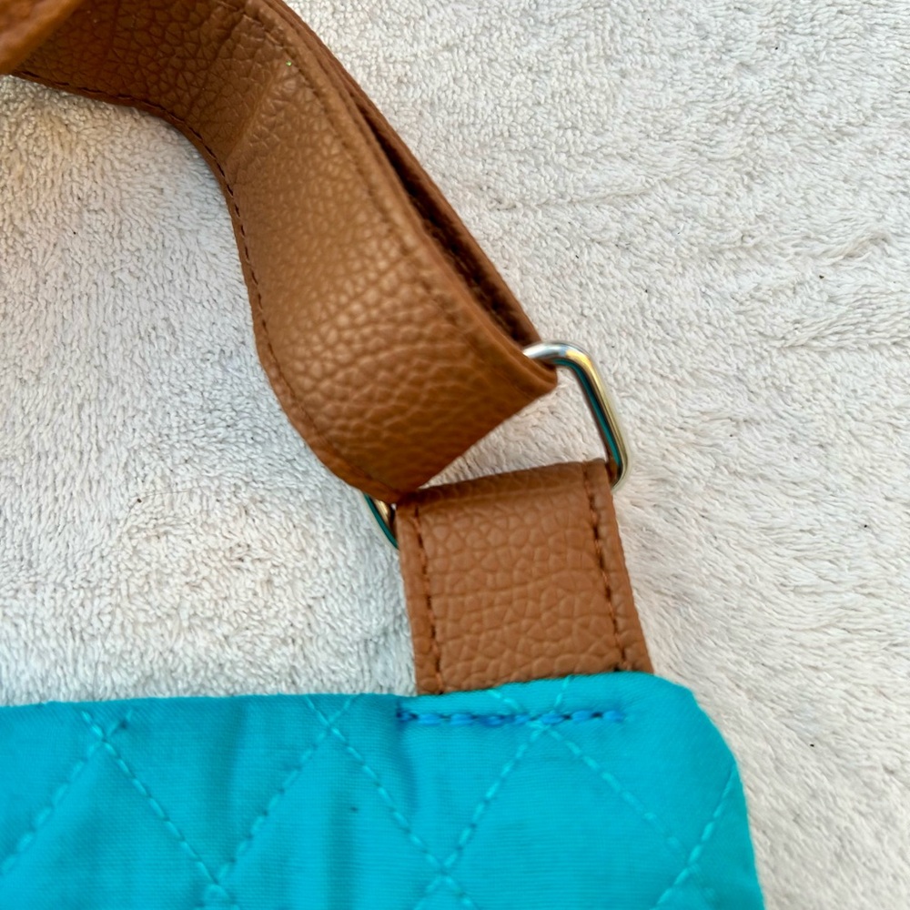 New Stone Mountain Quilted Purse Turquoise Brown Crossbody - Picture 4 of 8